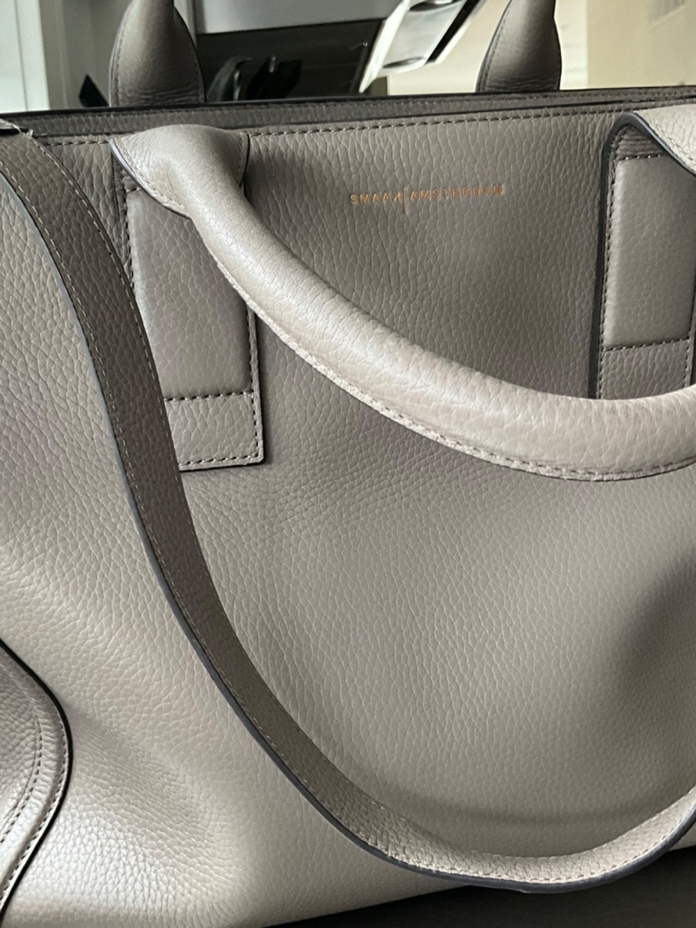 SMAAK Amsterdam Grey Pebbled Leather Laptop Tote | Shoulder & Top Handles - Picture 12 of 12